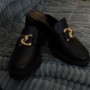AEROSOLES Black Mules with Gold Chain Detail

Brand new never worn